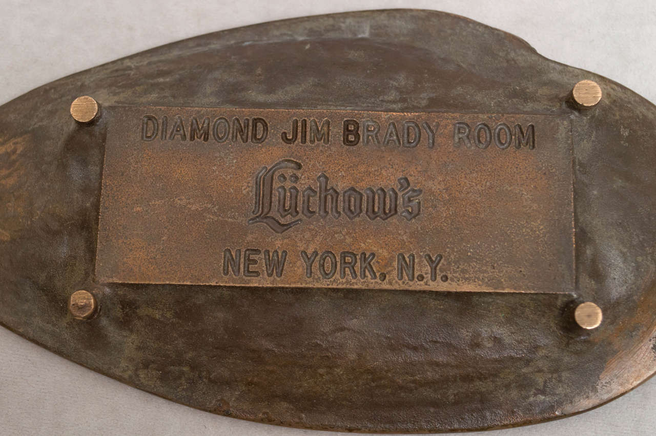 American Bronze Cigar Ashtray with Nude Woman from Luchow's Restaurant, New York City