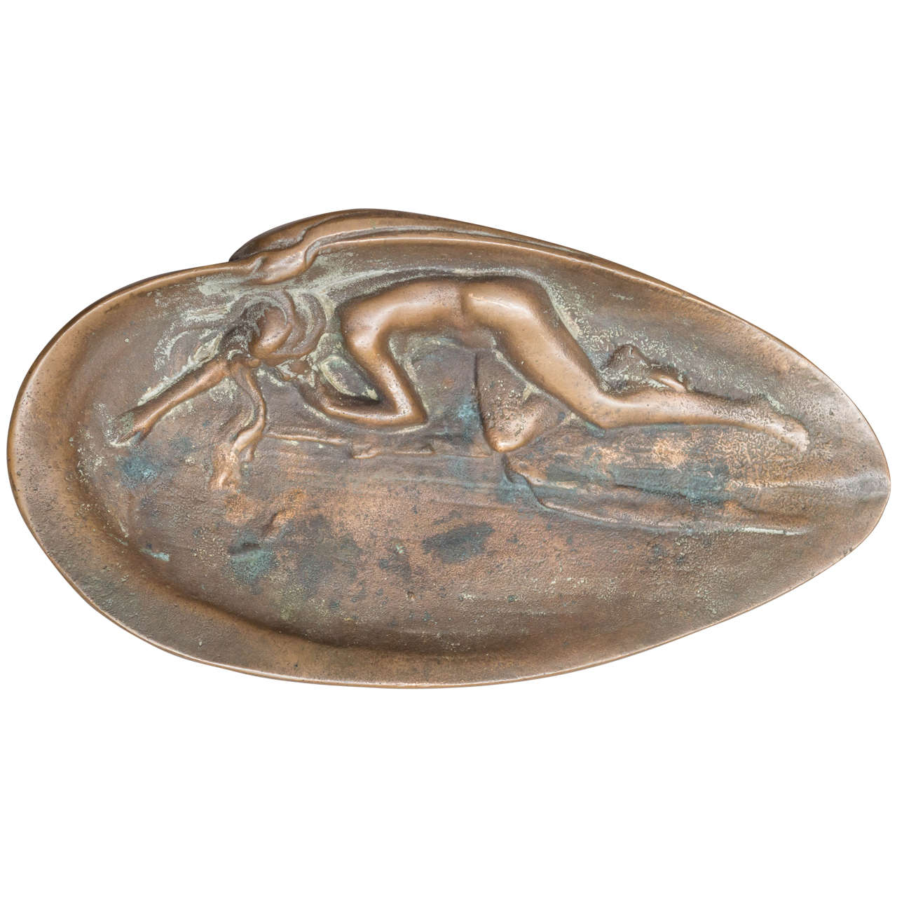 Bronze Cigar Ashtray with Nude Woman from Luchow's Restaurant, New York City