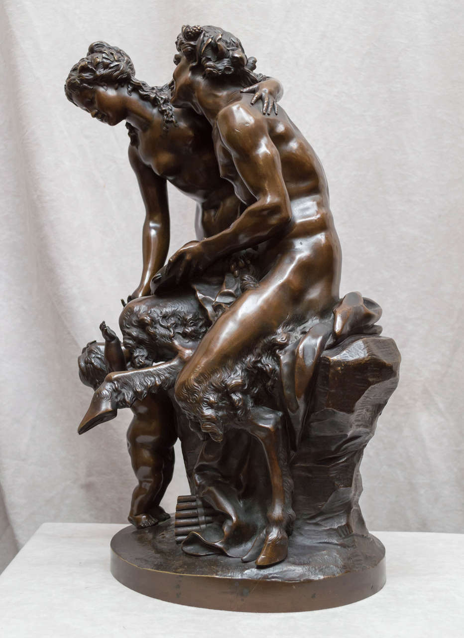We have owned a great number of Clodion bronzes. This is undoubtedly the best casting of any we have owned and probably ever seen. Luscious, rich brown patina enhance this beautiful work of art.
 Since Clodion died before he ever saw his work cast