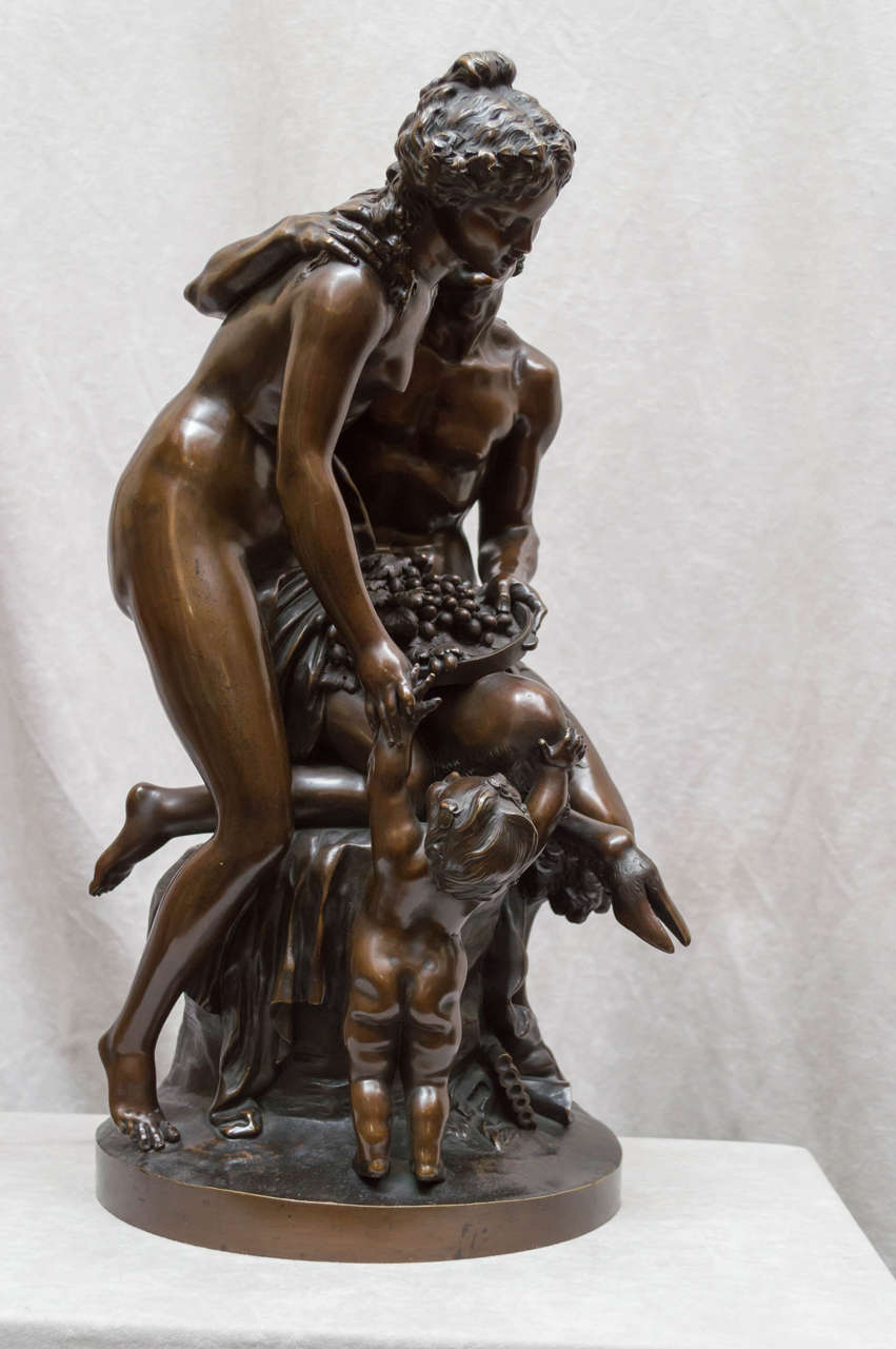 Bronze Group of a Satyr, a Nude Woman and a Putto by Clodion 1