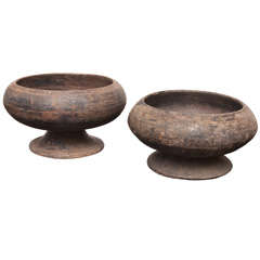 Sculptural Wooden Pedestal Bowls