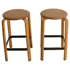 Pair of Swedish Bentwood Stools 4