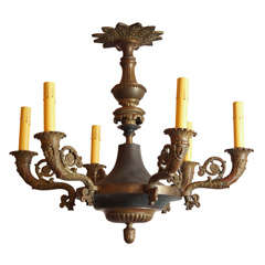 French Bronze Empire Style 6 light Chandelier