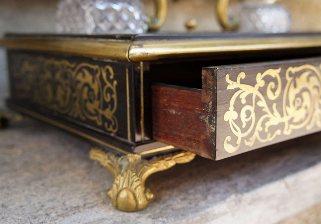 19th Century French Boulle Style Inlaid Ink-well For Sale