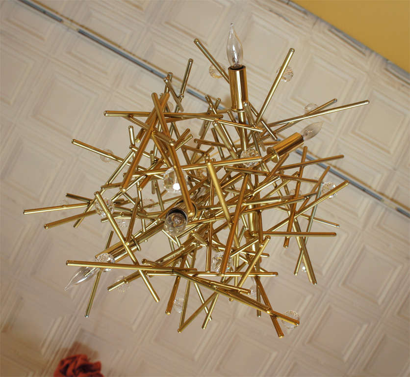 Contemporary Designers one-of kind Angular Momentum with Crystals, Chandelier by Lou Blass For Sale