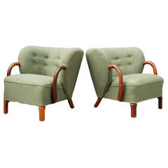 Unique Pair of Green Tub Armchairs