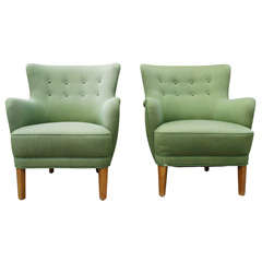 Pair of Green Tub Armchairs