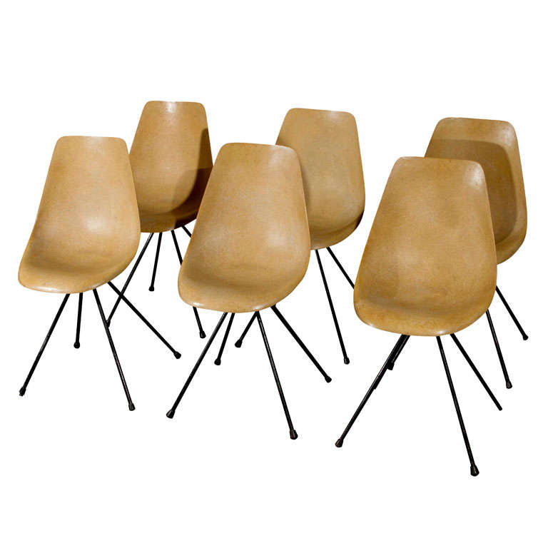 Set of Six Moulded Chairs For Sale