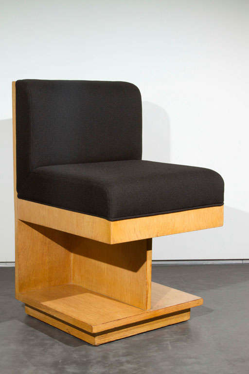 1940s architectural wood chair by Maximilian Karp, oak veneer chair, 1949.