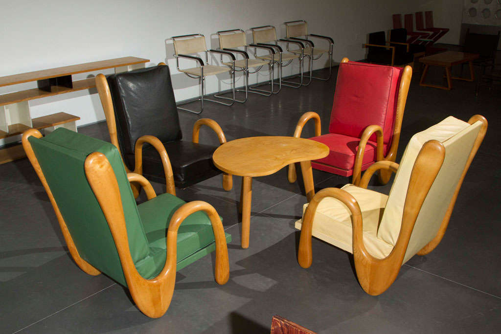 1950s French set of whimsical free-form armchairs. Attributed to Jean Royère.