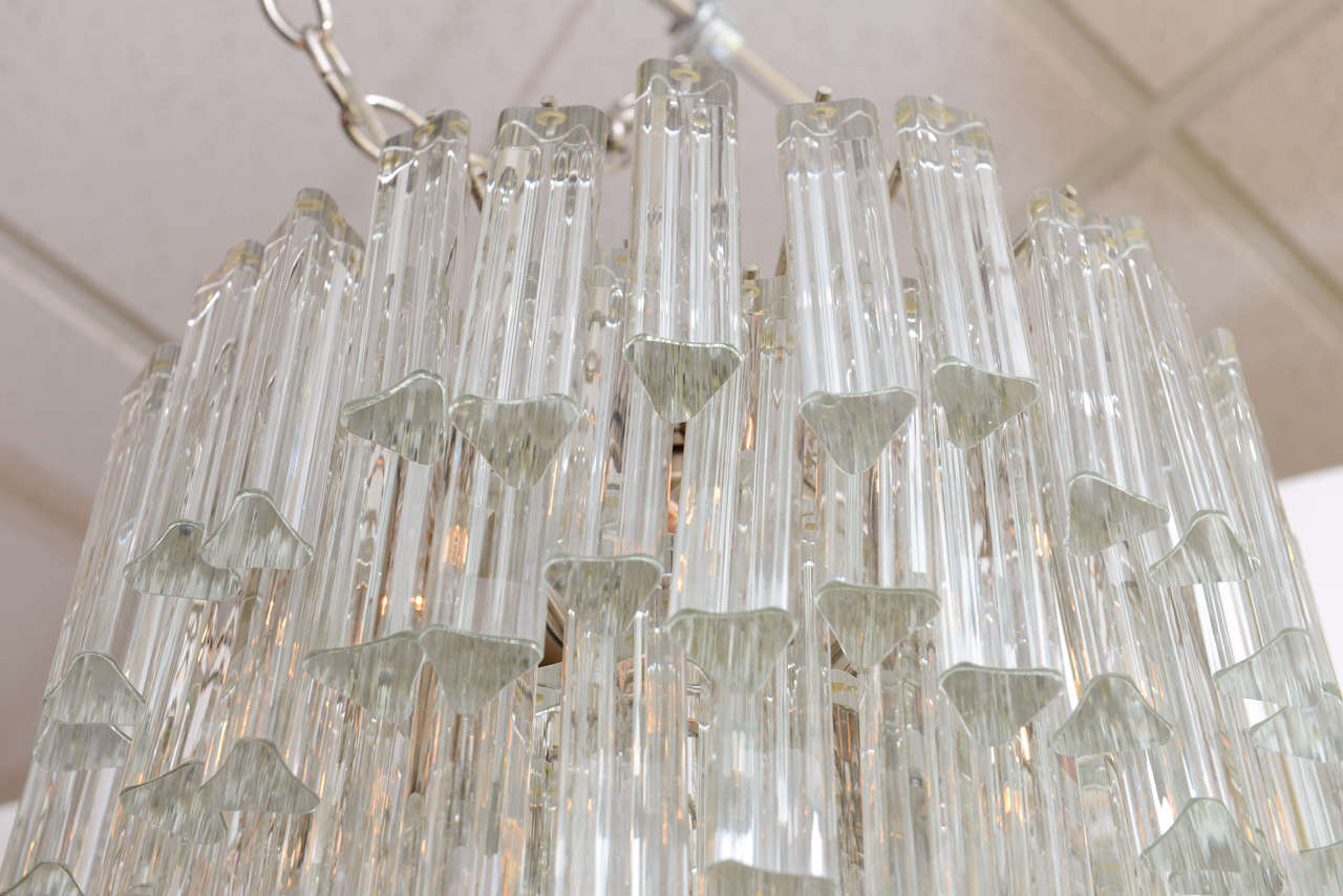 Mid-20th Century Lush MidCentury Modern Camer Glass Chandelier with Venini Triedri Crystals 1960s