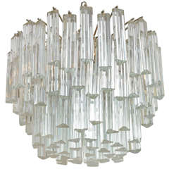 Lush Camer Glass Chandelier with Venini Triedri Crystals 10