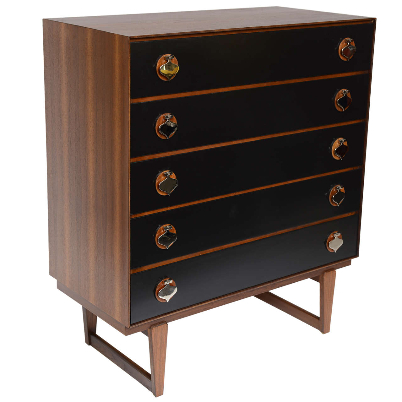 Exceptional Thin Edge Walnut / Black Lacquer Dresser