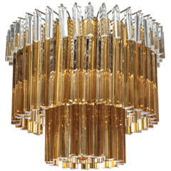Venini Chandelier with Amber and Clear Drops