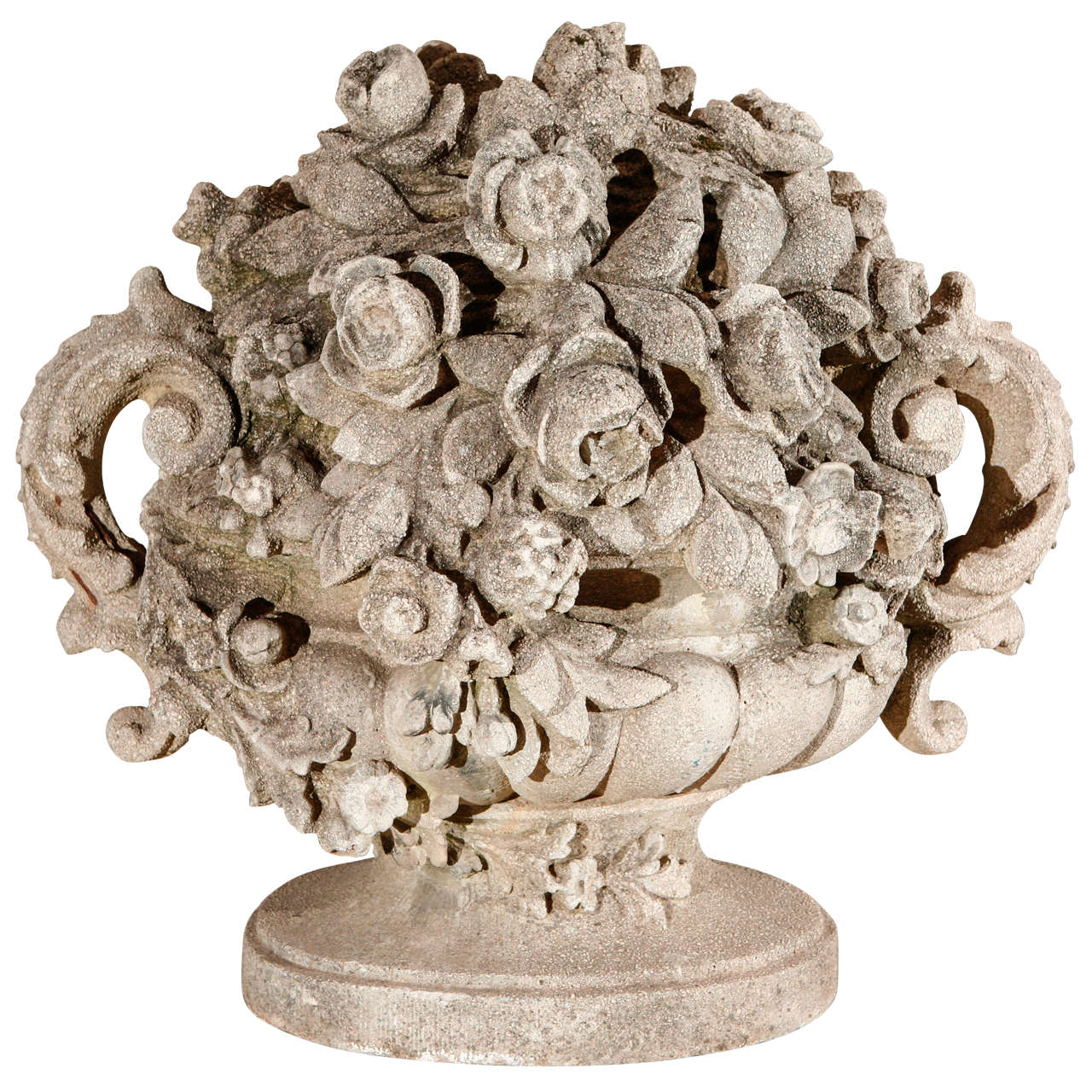 Cast Stone Floral Urn at 1stDibs