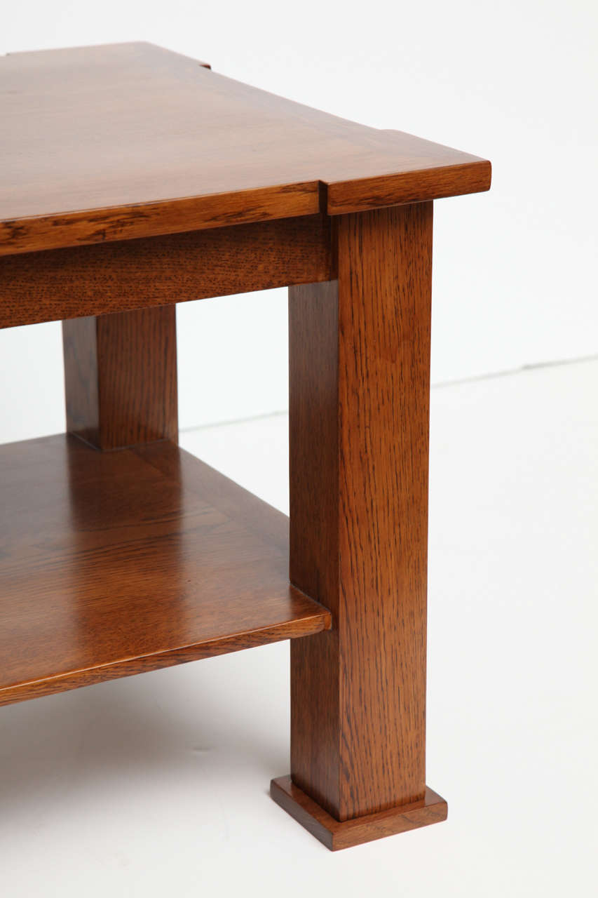 French Jacques Quinet, Oak Side Table, France, C. 1948