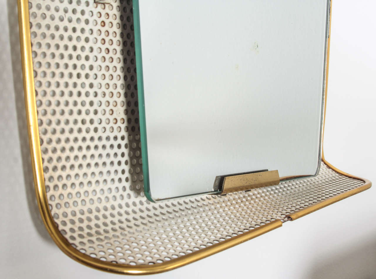 Mid-Century Modern 1950s French Mategot-style Perforated Metal Mirror by Paul Klose