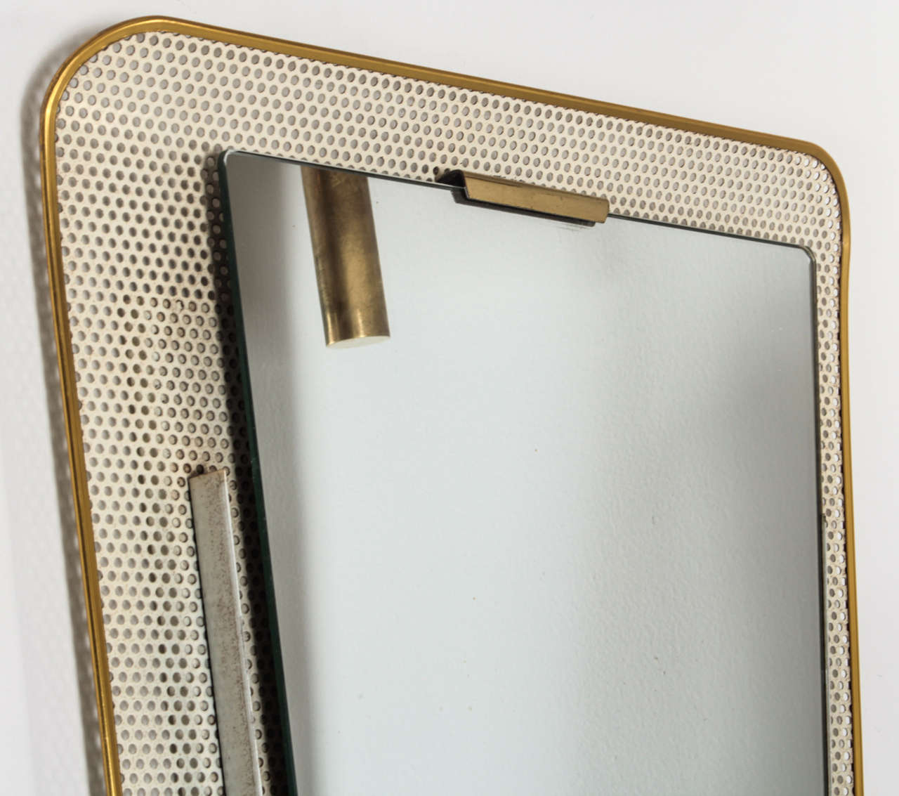 German 1950s French Mategot-style Perforated Metal Mirror by Paul Klose