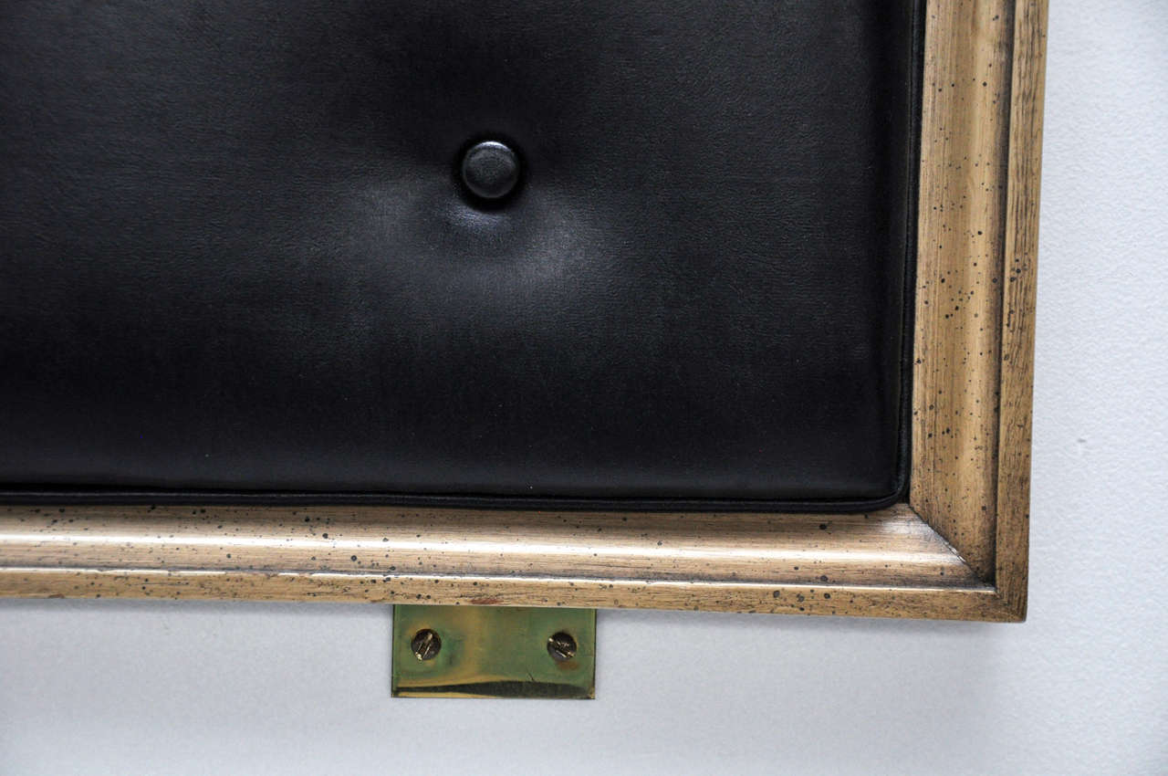 Mid-Century Modern Tufted King Size Headboard With Brass Rings