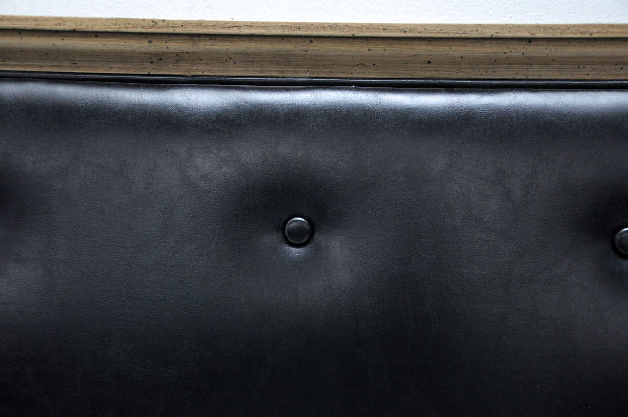 Tufted King Size Headboard With Brass Rings In Good Condition In Chicago, IL