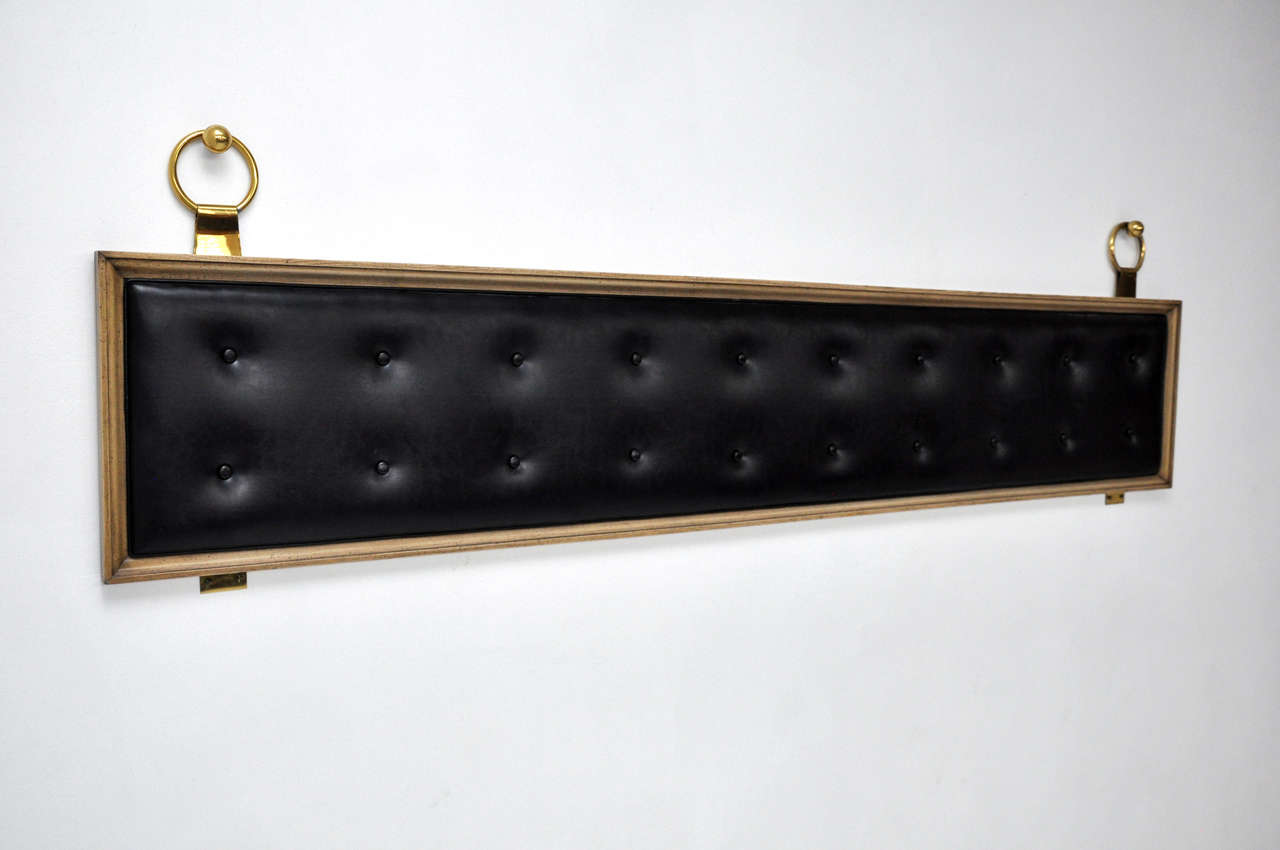 Wood Tufted King Size Headboard With Brass Rings