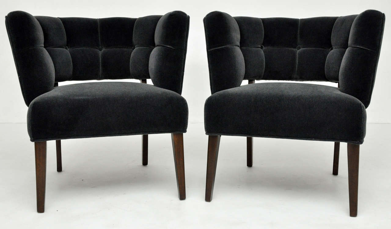 1950's tufted back chairs.  Fully restored.  New mohair upholstery.