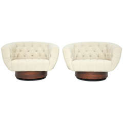 Harvey Probber Rosewood Swivel Lounge Chairs