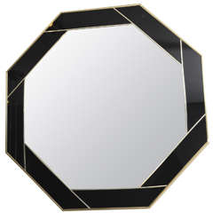 Hexagonal Aperture Brass and Black Acrylic Mirror