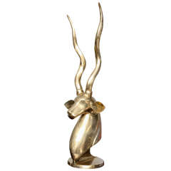 Monumental Greater Kudu Brass Sculpture