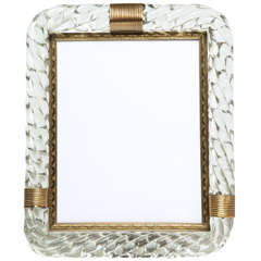 Murano Glass Rope Picture Frame with Brass Trim in the Manner of Venini Murano Glass Rope Picture Frame with Brass Trim in the Manner of Venini