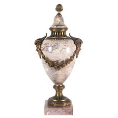 Marble French Urn with Bronze Mounts and Appliques