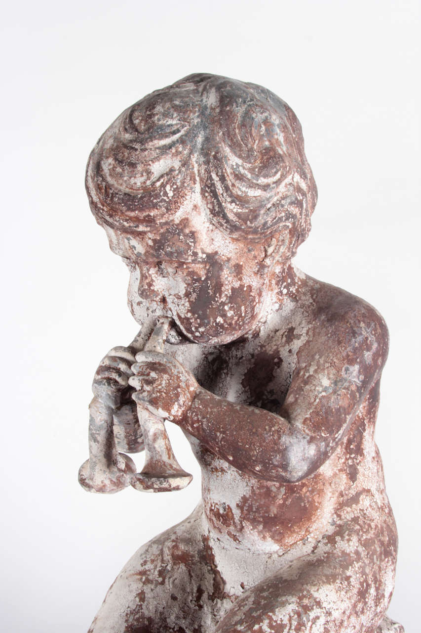 Lead Early Pair Child Centaur Statues with Original Patina