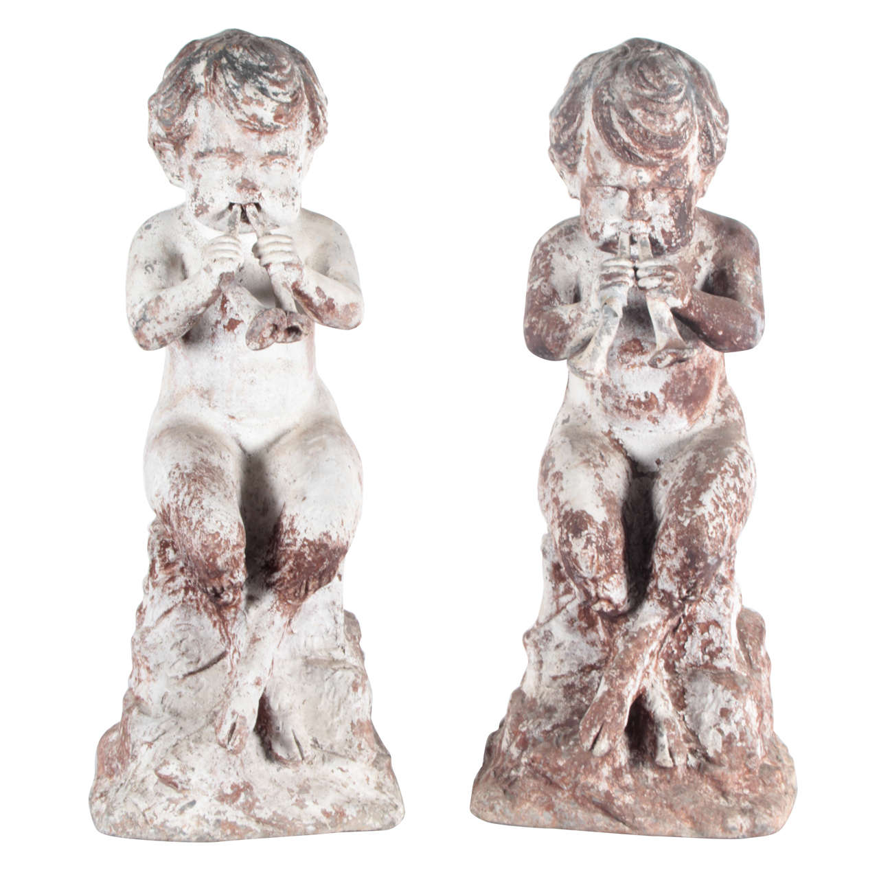 Early Pair Child Centaur Statues with Original Patina