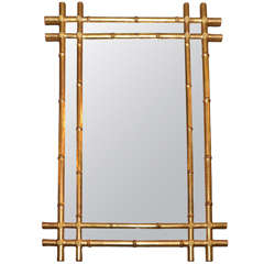 End of 19th Century Gilded Mirror with a Bamboo Like Frame