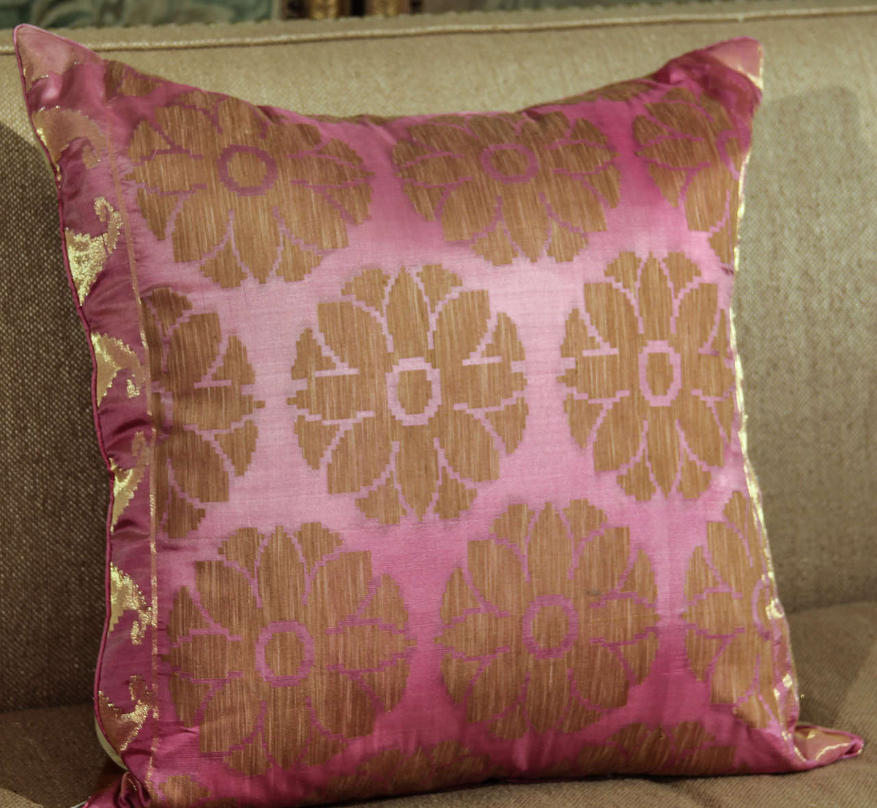 pink and gold pillows