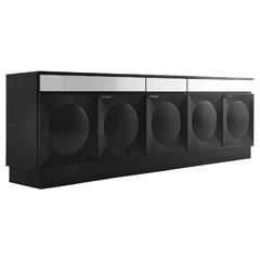 Large Black Ebonised Belgian Brutalist Credenza
