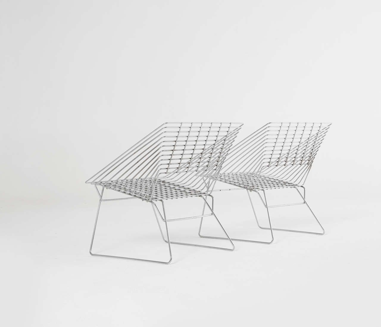 Scandinavian Modern Three Chrome Wire Chairs Attributed to Verner Panton by Fritz Hansen