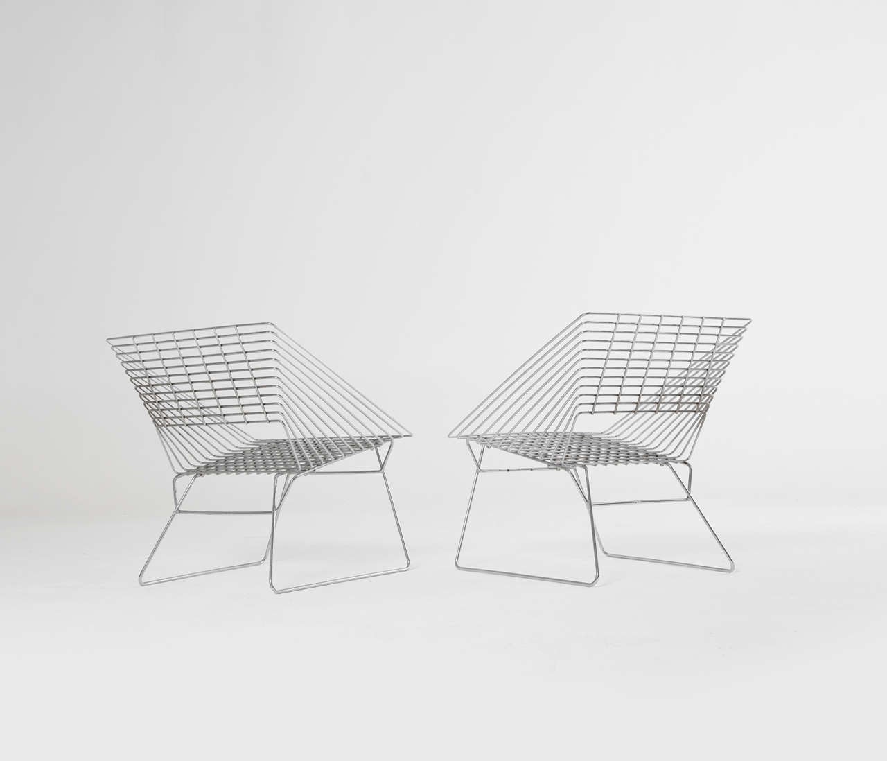 Danish Three Chrome Wire Chairs Attributed to Verner Panton by Fritz Hansen