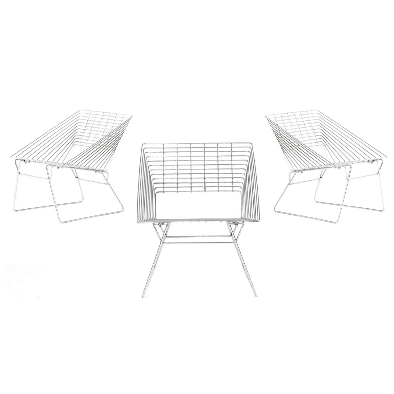 Three Chrome Wire Chairs Attributed to Verner Panton by Fritz Hansen