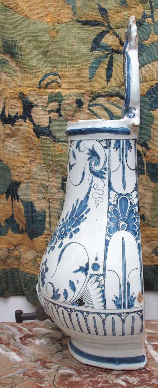 18th Century Blue and White Lavabo with Dolphins 1