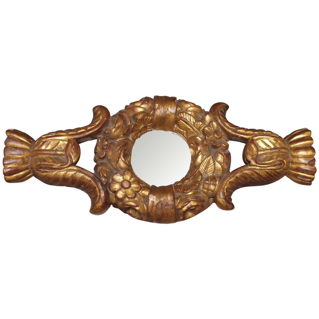Small Giltwood Wreath with Mirror For Sale