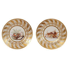 Antique Pair of English Porcelain Dishes Painted with Shells