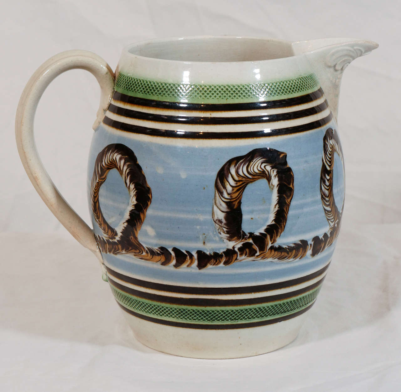Antique English Pottery Mocha Ware Pitcher