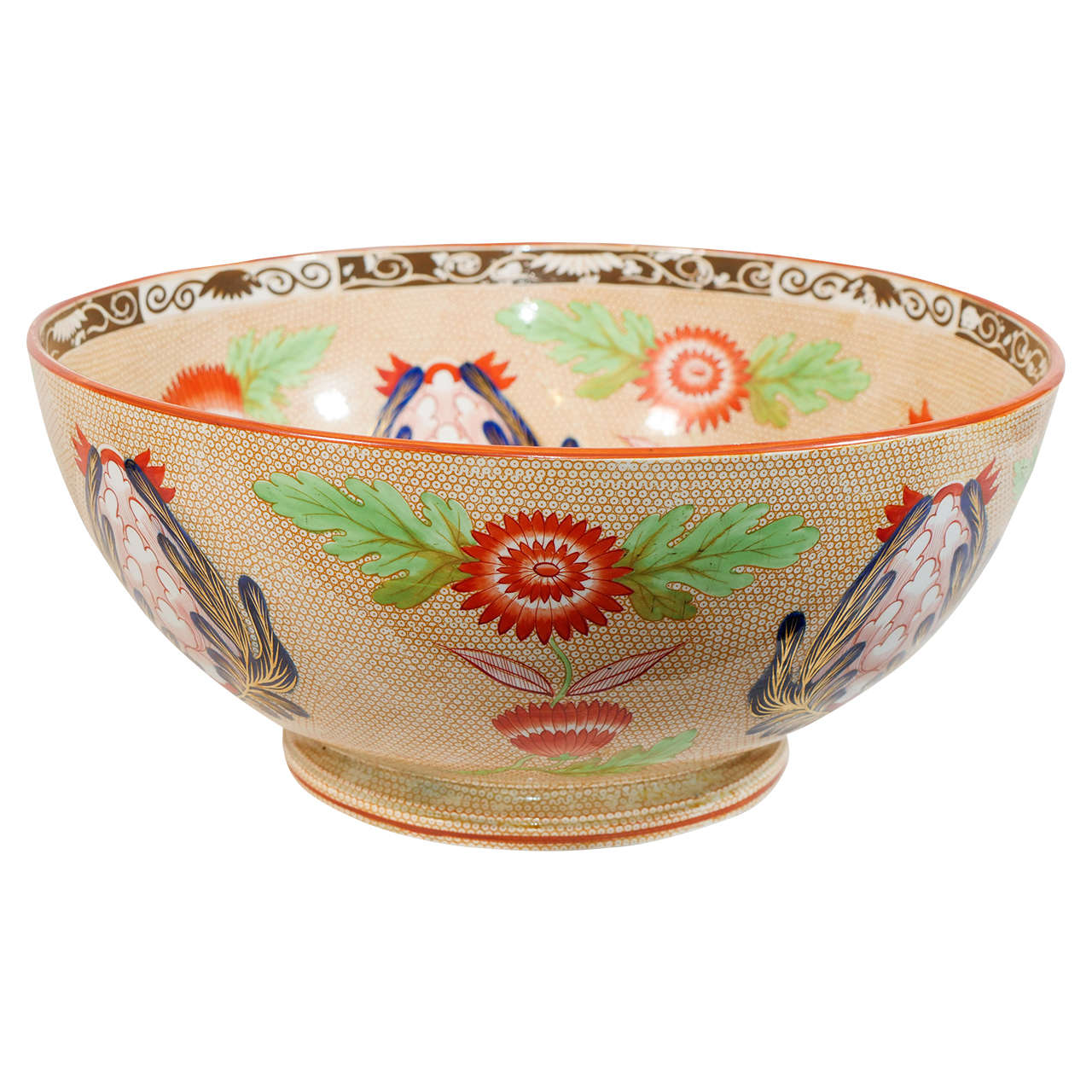 A Large Wedgwood Punch Bowl in the "Chrysanthemum" Pattern