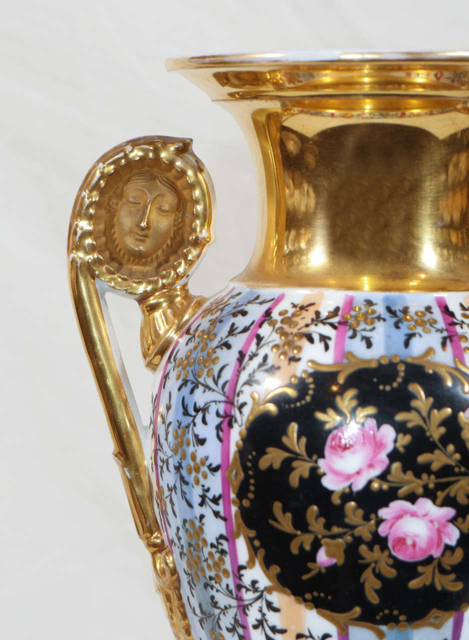 Louis XVI Pair of 19th Century French Vases with Roses