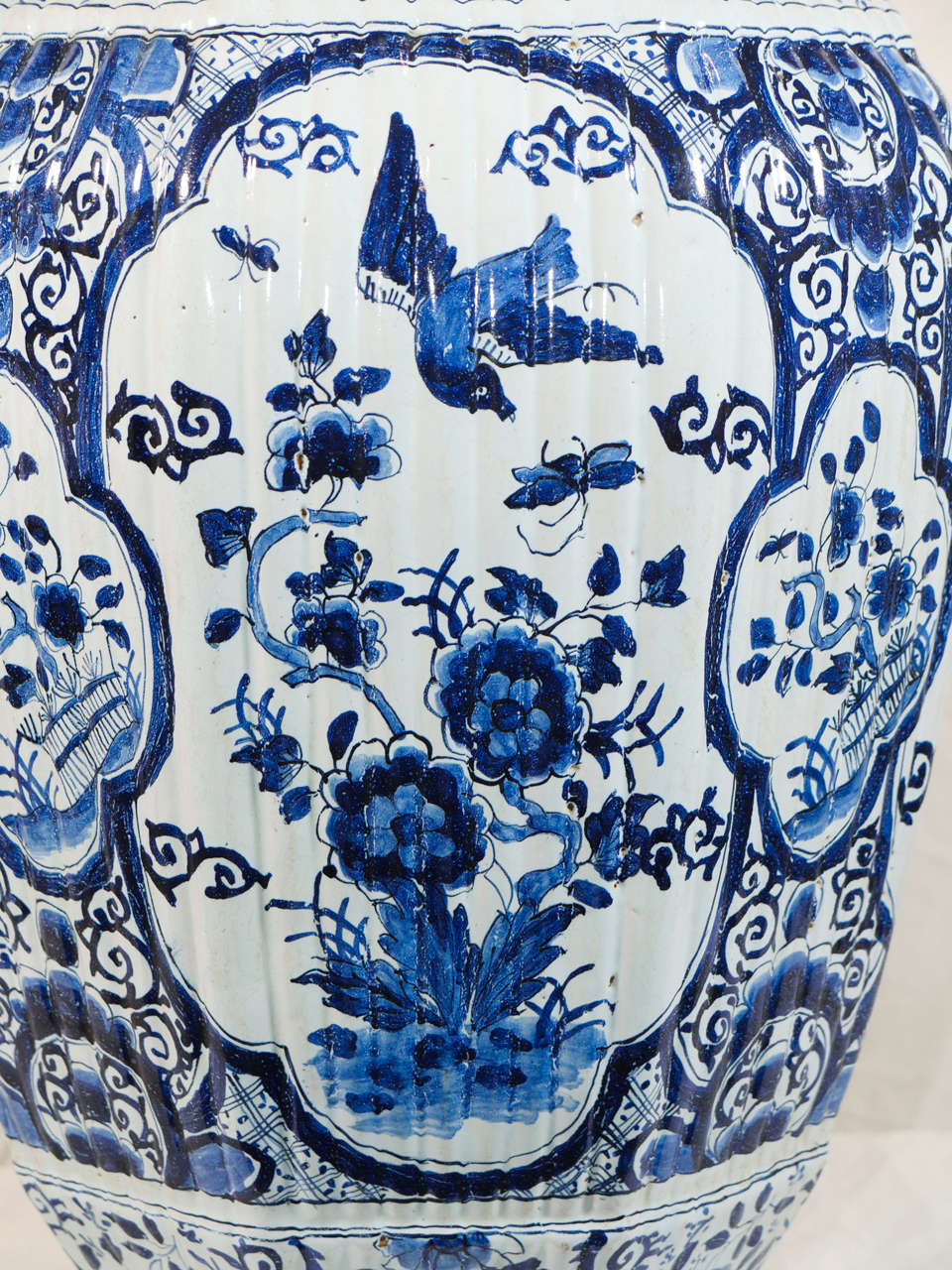 Rococo A Large Blue and White Dutch Delft Covered Vase