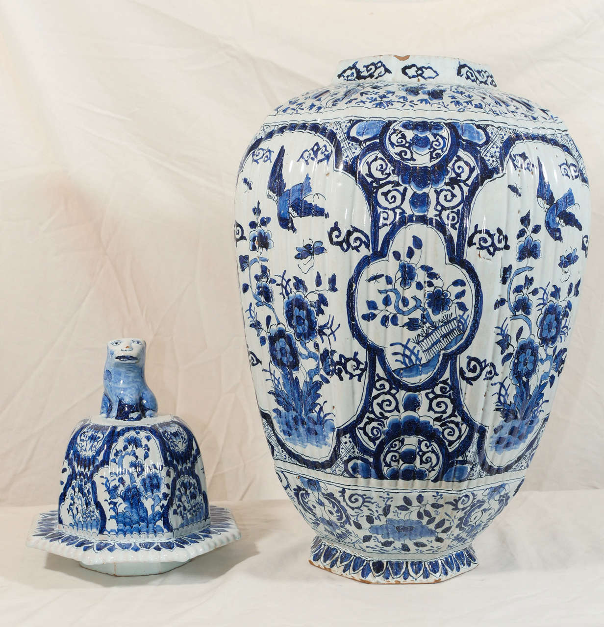 A Large Blue and White Dutch Delft Covered Vase 3