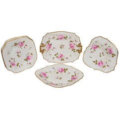 Antique A Set of Sixteen Dishes: A Dessert Service Decorated with Pink Roses