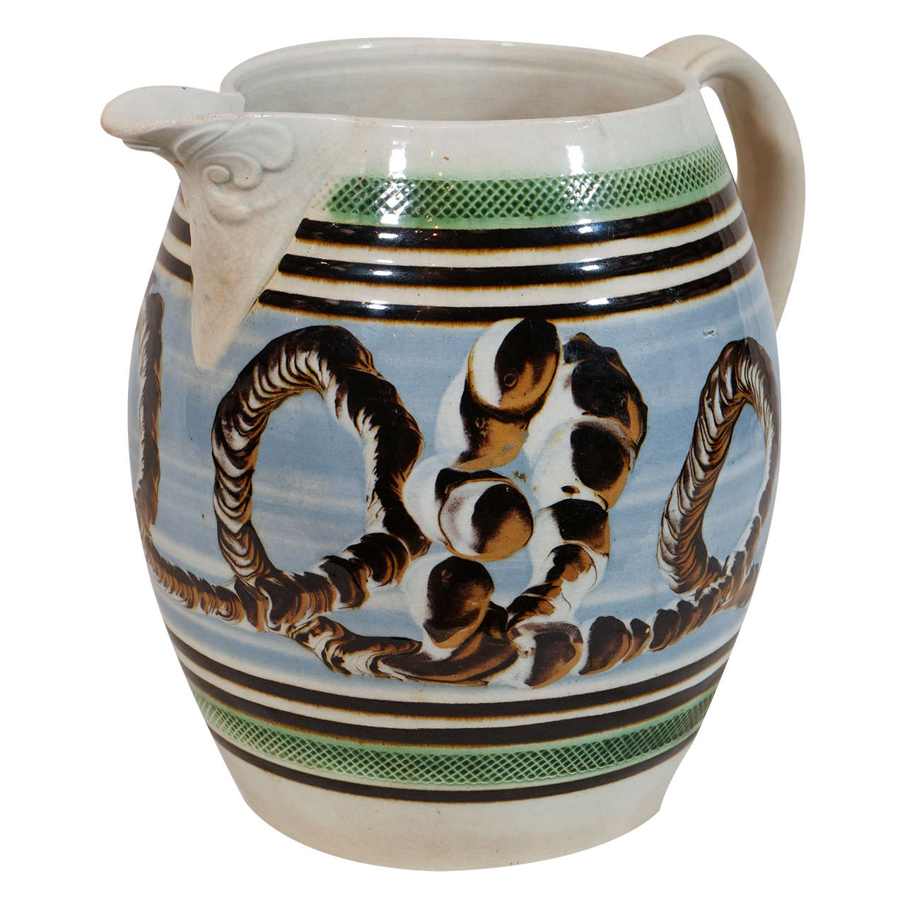 Antique English Pottery Mocha Ware Pitcher at 1stdibs