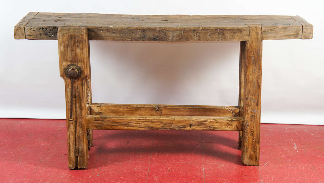 Rustic French Workbench Console Table